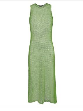 Green Sleeveless Mesh Swim Coverup Dress